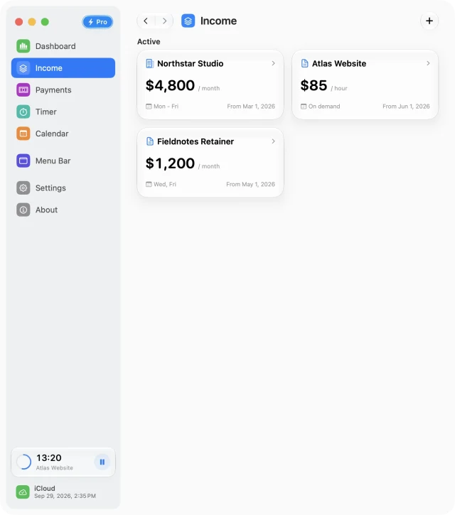 Separate sources let you keep recurring contracts and their schedules distinct
